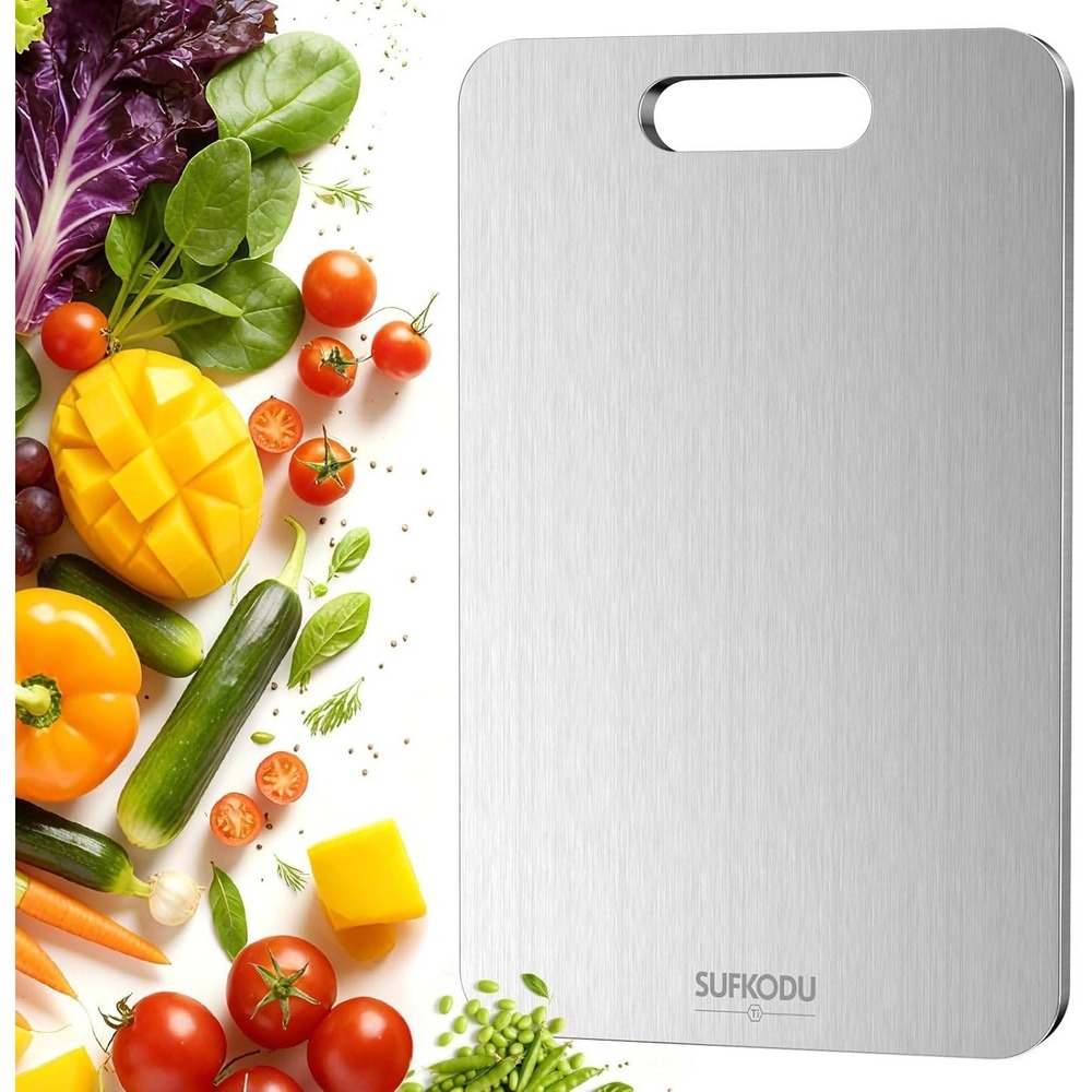 SUFKODU Titanium (1) Cutting Board Kitchen Food Gr. Antimicrobial Handle‎